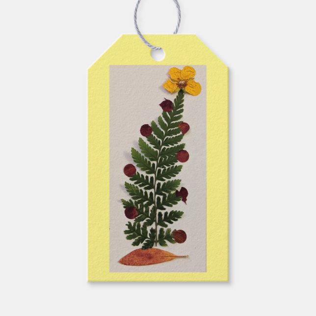 Getrocknete Press-Blume Weihnachtsbaum Geschenk-Ta Geschenkanhänger (Vorderseite)