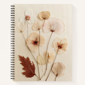 Getrocknete Wildblumen-Anordnung Notizbuch Journal