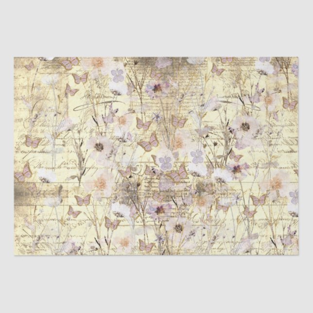 getrocknete Wildblumen Schmetterlinge Seidenpapier (Vorderseite)