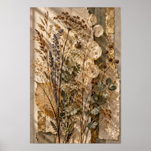 Getrocknete Wildblumen und durchsichtige Samenkaps Poster