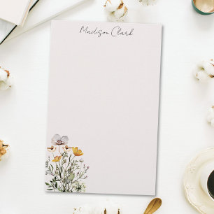 Getrockneter Wildblumenstrauß personalisierter Nam Briefpapier