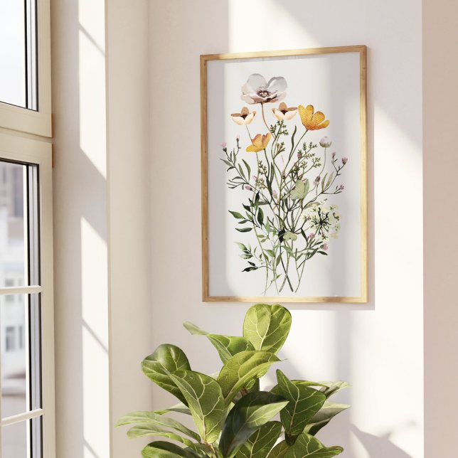 Getrockneter Wildblumenstrauß Poster (In situ Beside the window)