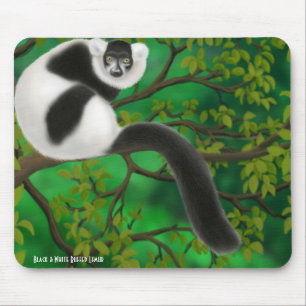 Getrumpfter Schwarzweiss-lemur Mousepad