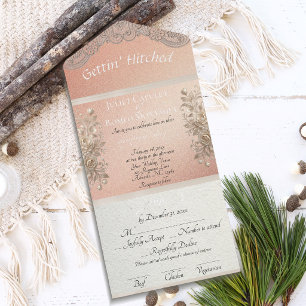 Gettin' Hitched Band & Spitze - Roségold All-in-One-Einladung