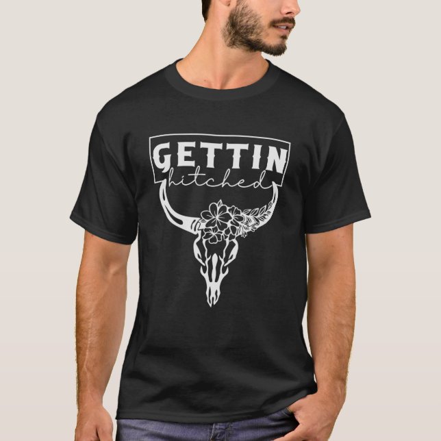 Gettin Hitched Gettin Rowdy Western Bachelorette m T-Shirt (Vorderseite)