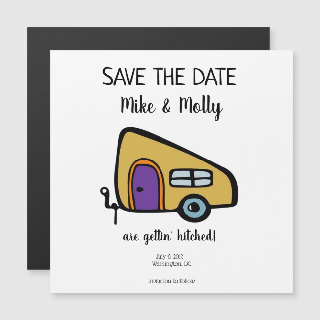 Gettin' Hitched Save the Date Magneteinladung (Vorne/Hinten)
