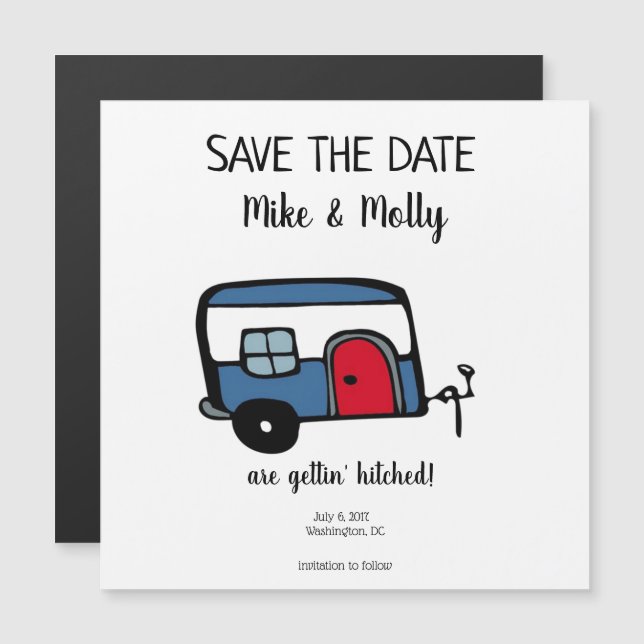 Gettin' Hitched Save the Date Magneteinladung (Vorne/Hinten)