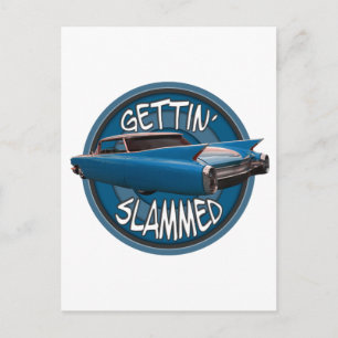 gettin slammed 1960 Cadillac sky blau Postkarte