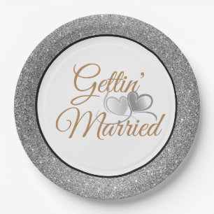 Gettin' Verheiratet Silver Glitzer 9" Teller