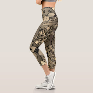 Getting Foxy Sepia Tone Capri Leggings