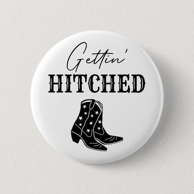 Getting Hitched Bride Western Junggeselinnen-Absch Button (Vorderseite)
