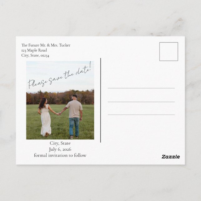 Getting Hitched Save the Date Postcard Postkarte (Rückseite)