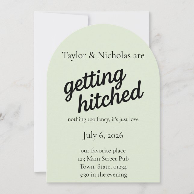 "Getting Hitched" Wedding Elopement Invitation Einladung (Vorderseite)