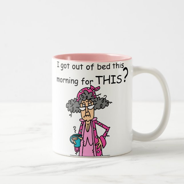 Getting Out of Bed Humor Zweifarbige Tasse (Rechts)