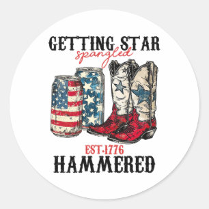 Getting Star Spangled Hammered Est 1776 Runder Aufkleber