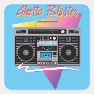 Getto-Blaster-Boombox der 80er Jahre Quadratischer Aufkleber