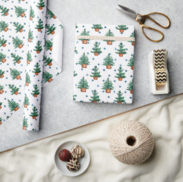 Gettopfter Weihnachtsbaum Farmhouse Feiertagsmuste Geschenkpapier