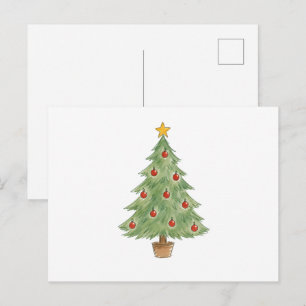 Gettopfter Weihnachtsbaum mit roten Ornamenten  Postkarte