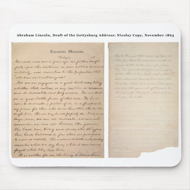 Gettysburg Address Nicolay Copy (1863) Mousepad (Vorne)
