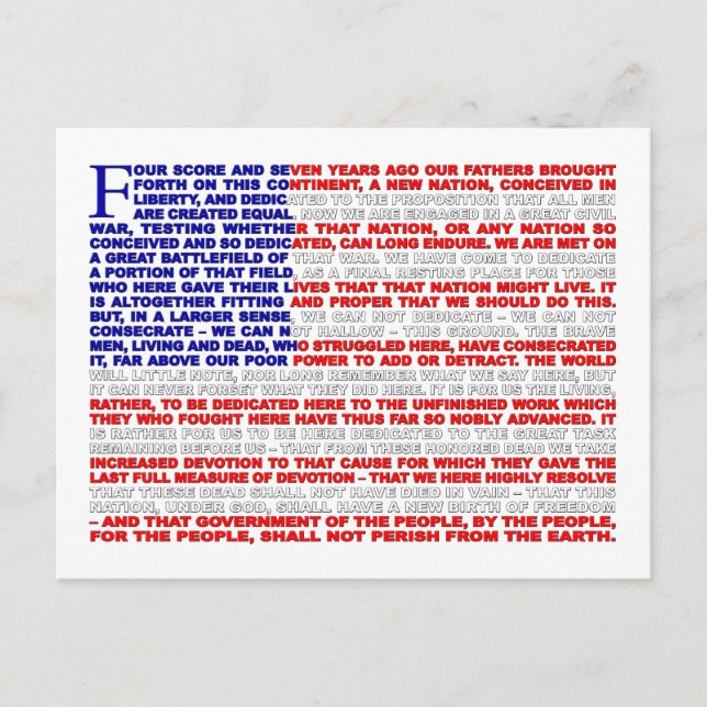 Gettysburg-Adresse Postkarte (Vorderseite)