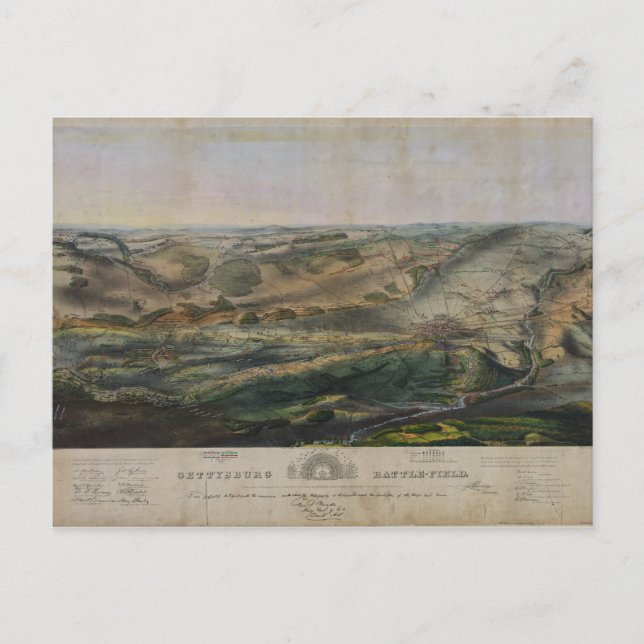 Gettysburg Battlefield von John Bachelder 1863 Postkarte (Vorderseite)
