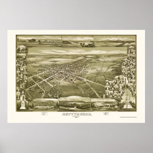 Gettysburg, PA Panoramic Map - 1888 Poster