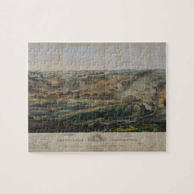 Gettysburg-Schlachtfeld durch John Bachelder 1863 Puzzle (Horizontal)