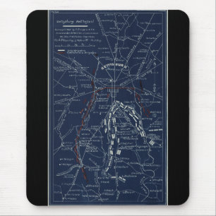 Gettysburg-Schlachtfeld-zivile Kriegs-Karte (1863) Mousepad