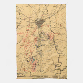 Gettysburg & Vicinity Truppenpositionen 3. Juli 18 Küchentuch