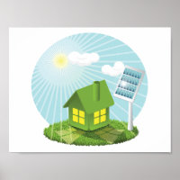 Gewächshaus mit Solarenergiplakat
