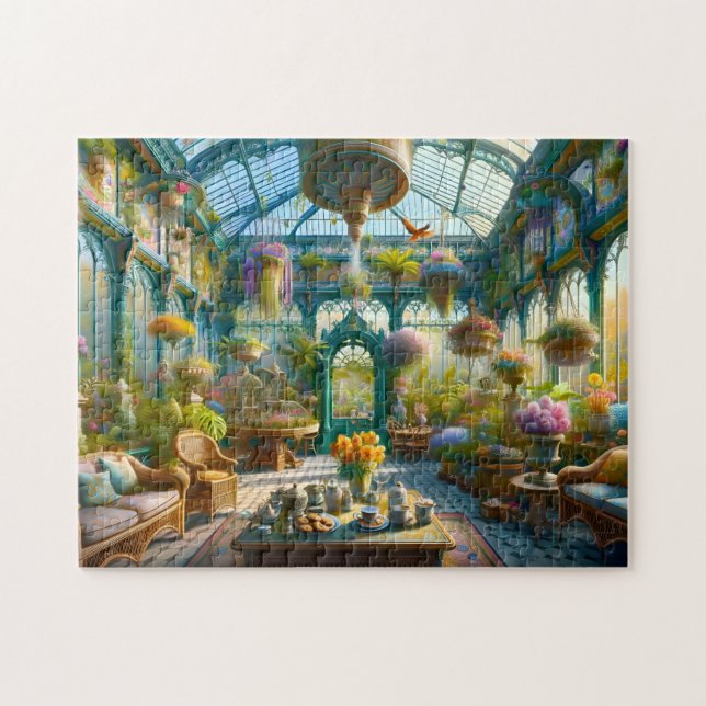 Gewächshaus-Teegarten viktorianisches Gewächshaus Puzzle (Horizontal)