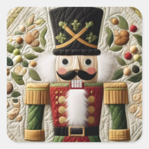 Gewalkter Weihnachtsnussknacker Quadratischer Aufkleber