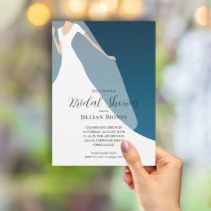 Gewand und Schleier auf Aquamarinem Brautparty Einladung
