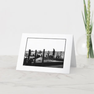 'Gewartet für das Wassertaxi' leere Grußkarte Karte