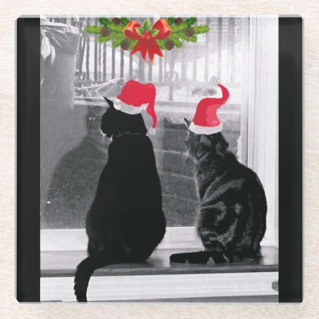 Gewartet für den Weihnachtsmann Glasuntersetzer (Vorderseite)