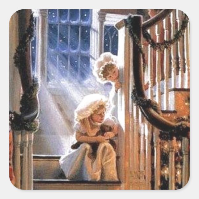 Gewartet für den Weihnachtsmann Quadratischer Aufkleber (Vorderseite)