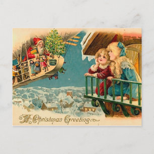 Gewartet für den Weihnachtsmann - Vintage Viktoria Feiertagspostkarte