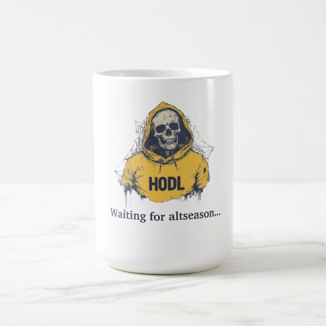 Gewartet für die Jahreszeit. HODL & Wait T-Shirt Kaffeetasse (Mittel)