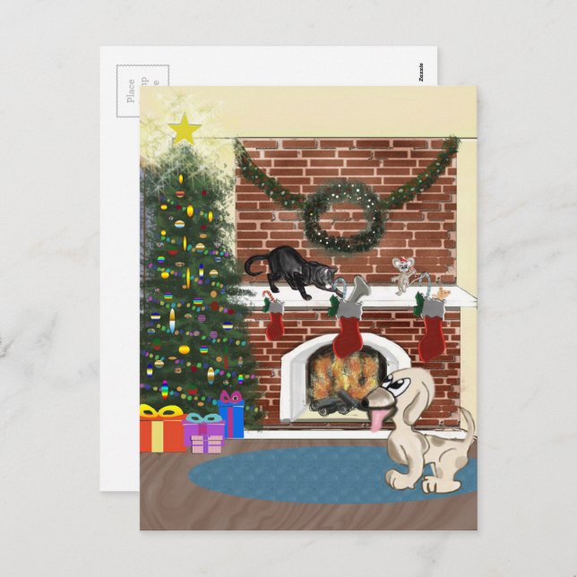 Gewartet für die Santa Postcard Feiertagspostkarte (Vorne/Hinten)