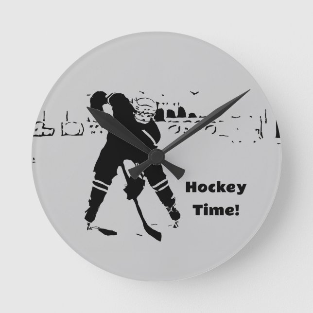 Gewartet für Puck - Hockey Player Runde Wanduhr (Vorderseite)