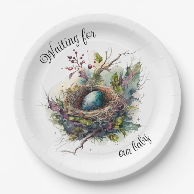 Gewartet für unser Baby Pappteller (Vorderseite)