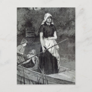 Gewartet für Vater, von 'Leisure Hour', 1888 Postkarte