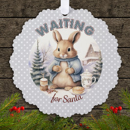 Gewartet für Weihnachtsfest in sonnigen Kaninchen Ornament Karte