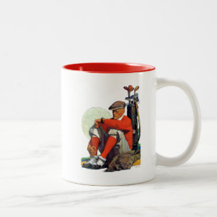 Gewartet Golfer Behalten Zweifarbige Tasse