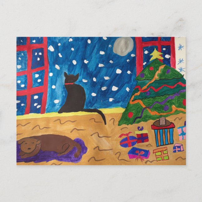 Gewartet Weihnachts-Postkarte Postkarte (Vorderseite)