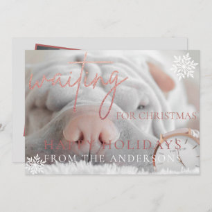 Gewartet Weihnachts-Rose Gold Glitzer Card