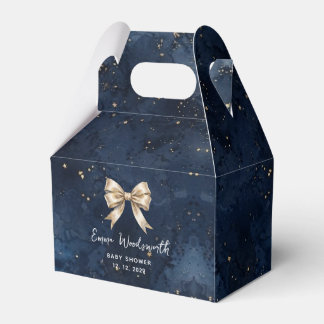Gewaschener Navyblauer Nachthimmel Golden Bow Baby Geschenkschachtel