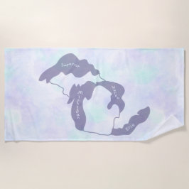 Gewässer der Großen Seen von Michigan Aquarell-Kar Strandtuch