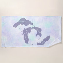 Gewässer der Großen Seen von Michigan Aquarellkart