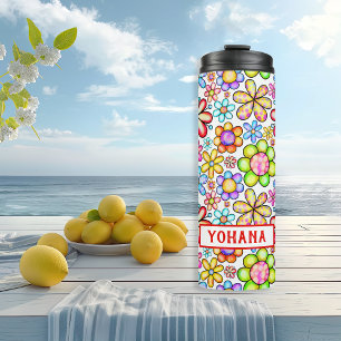Gewässer farbenfroh Floral Collage Brauch Sommer Thermosbecher